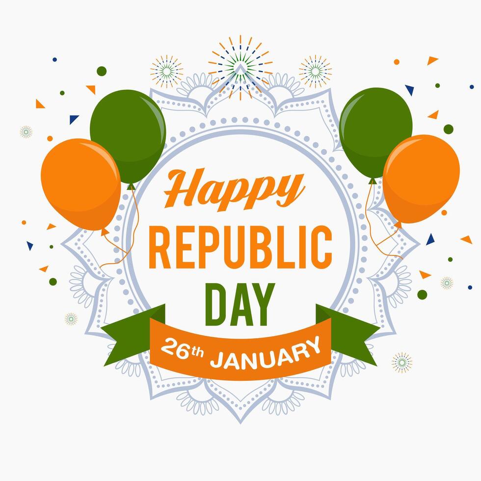 Indian Happy Republic Day Flat Background. vector