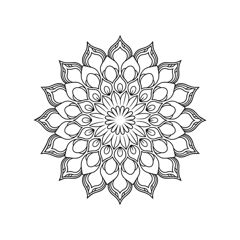 Mehndi Style Monochrome Mandala Pattern. vector