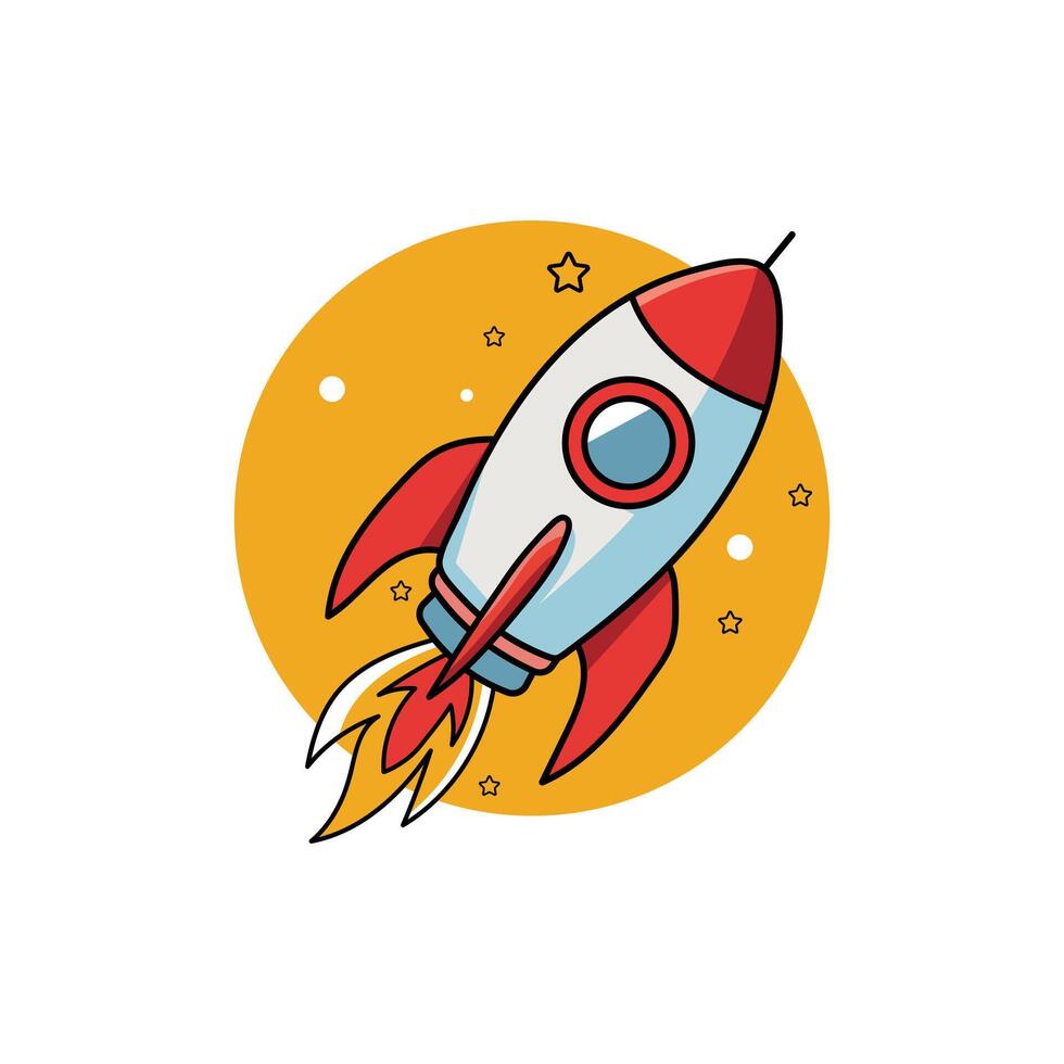 Rocket Spaceship Launch With Rocket Icon vector