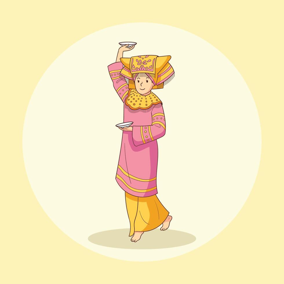 hand drawn traditional piring dance vector