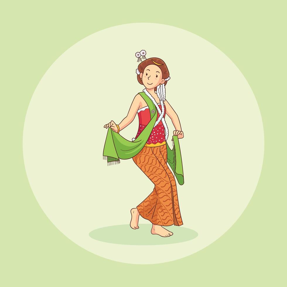hand drawn traditional gambyong dance vector