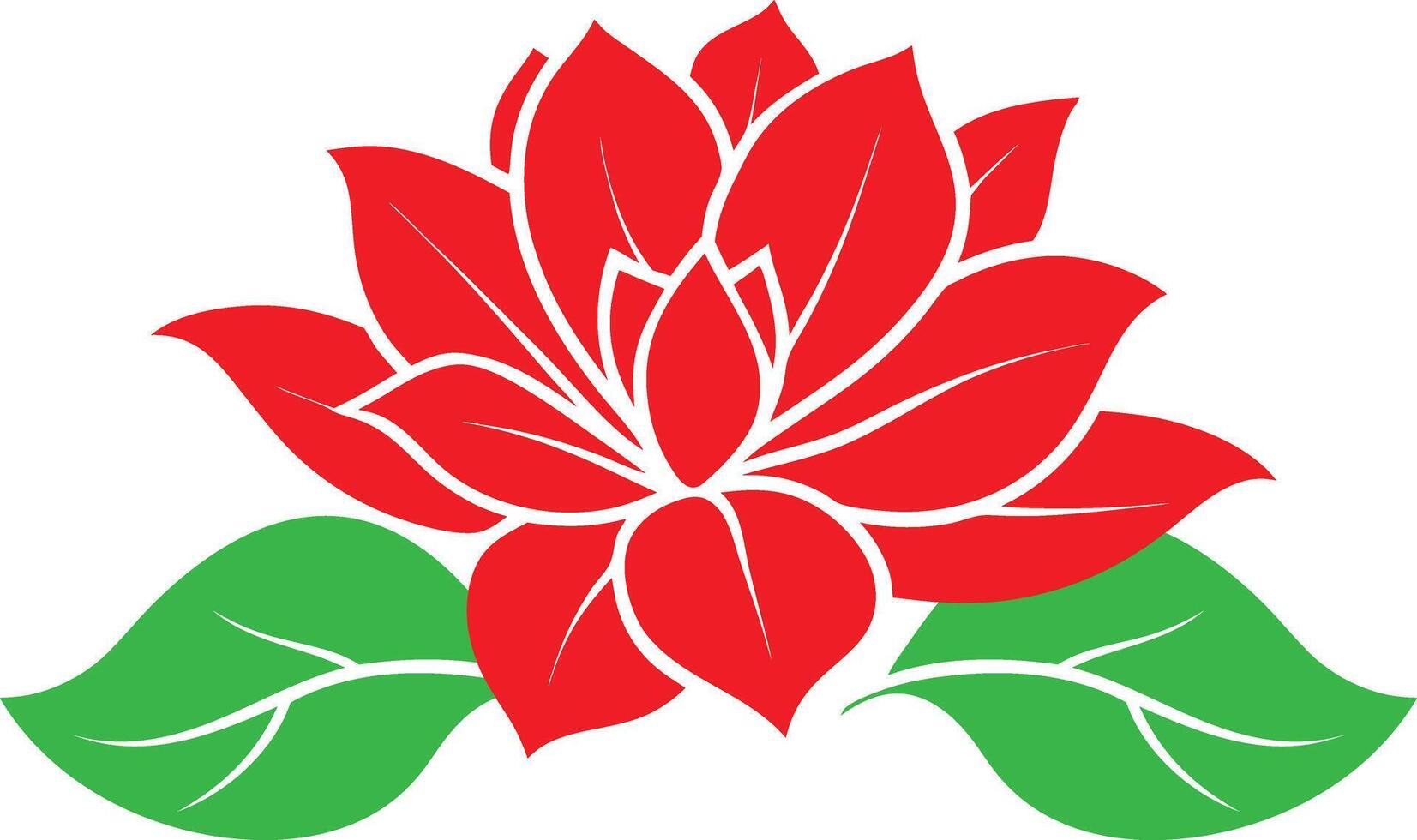 A red flower with a green leaves vector