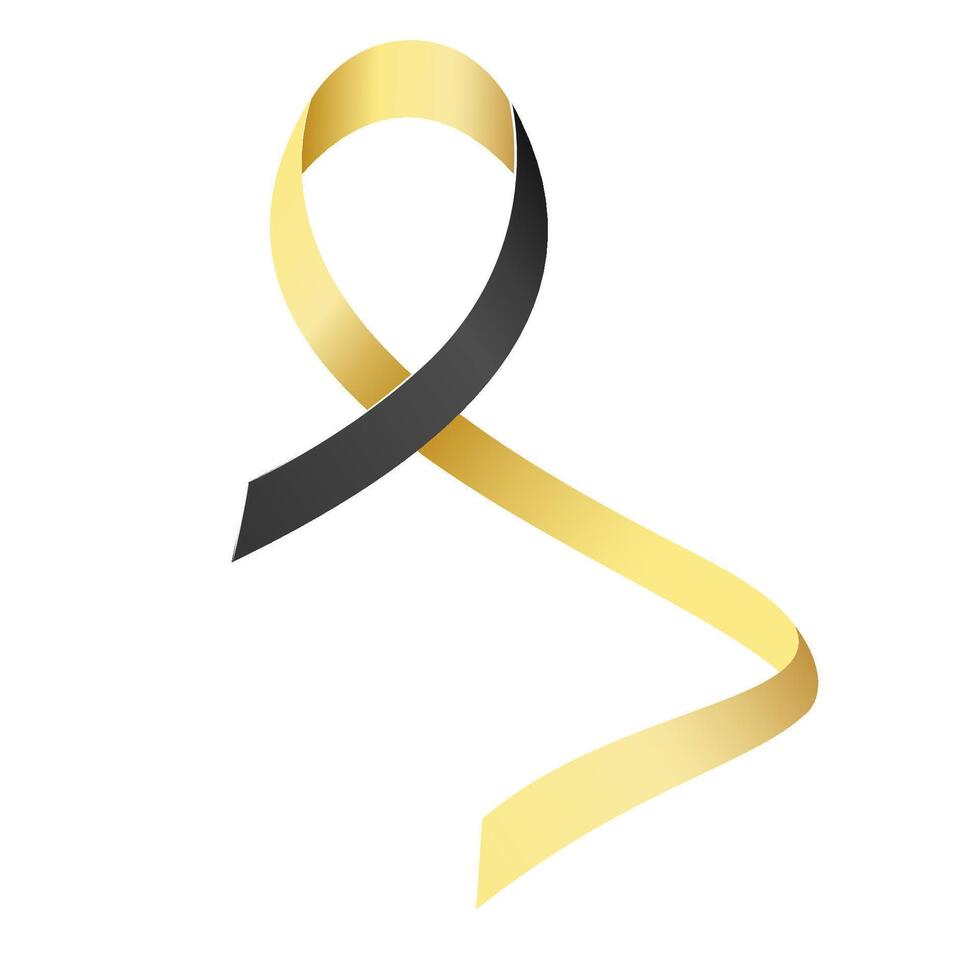 Gold and black ribbon awareness Platelet Donation. Isolated on white background vector