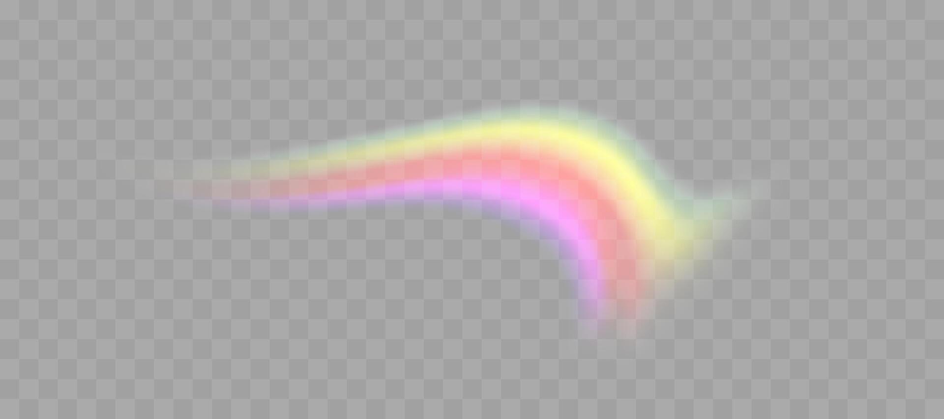 Blurred rainbow refraction overlay effect. Light lens prism effect. Holographic reflection, crystal flare leak shadow overlay. vector