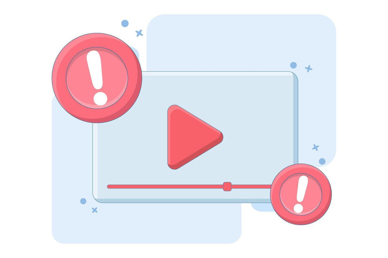 warning concept. danger risk and problem. notification, error, mistake, warning. exclamation mark. illustration of recorder symbol with warning sign. flat illustration. vector