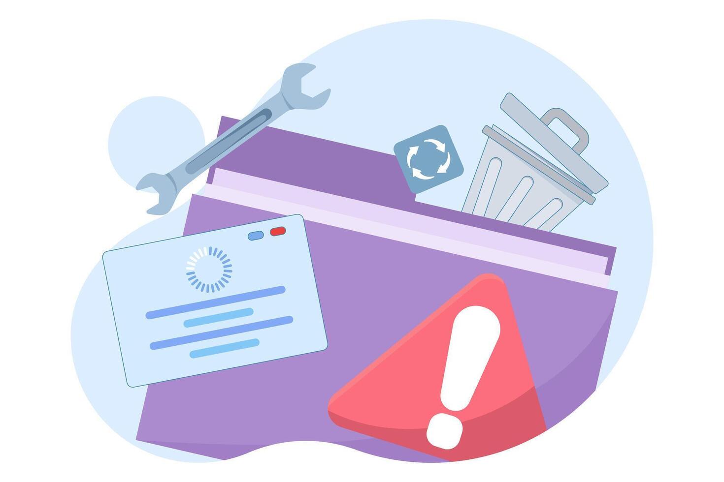 Data Recovery Concept, HDD repair icon. Recovery process. data storage backup, hardware disk repair service. system recovery process. data recovery information on database. Flat illustration. vector