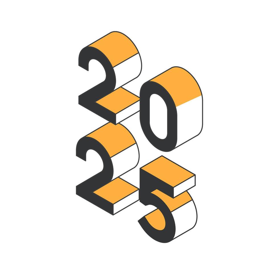 New year 2025 vertical poster design with isometric numbers in modern style. Flyer, banner, poster design concept in minimalist style. vector