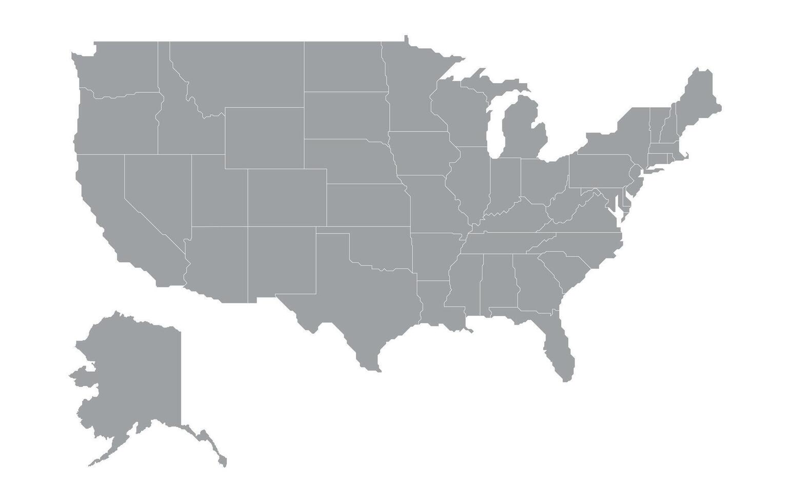 Stylized one-color map of the United States with states. Map of USA with all states in minimalistic modern style. vector