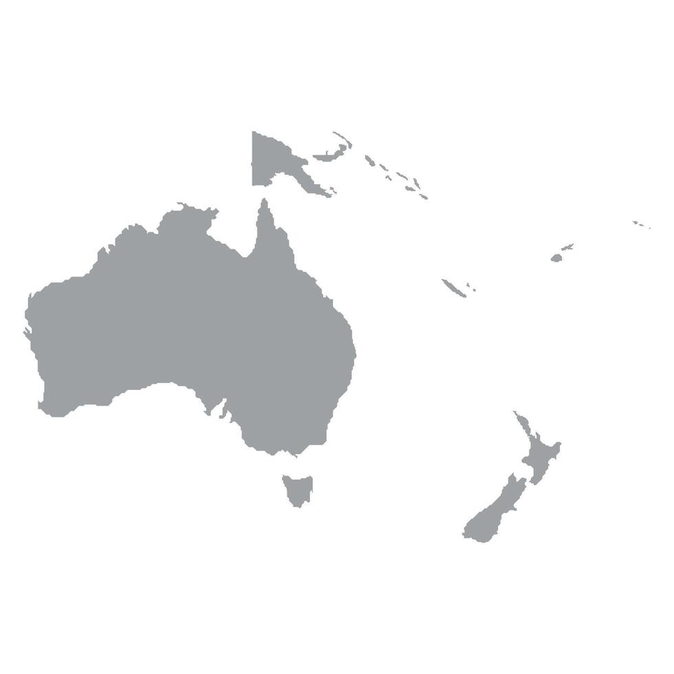 One-color map of Oceania with countries. Stylized map of the continent of Oceania in a minimalistic modern style vector