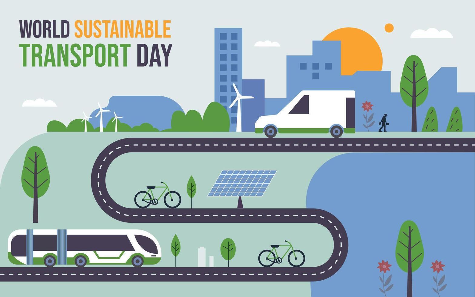World sustainable transport day concept illustration vector