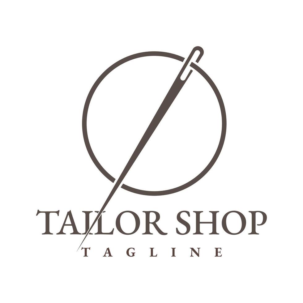 Minimalist Design Logo featuring Sewing Needles in Monochrome Circle. This design is perfect for Tailor Shop, Boutique, or any business in the Fashion Industry. vector