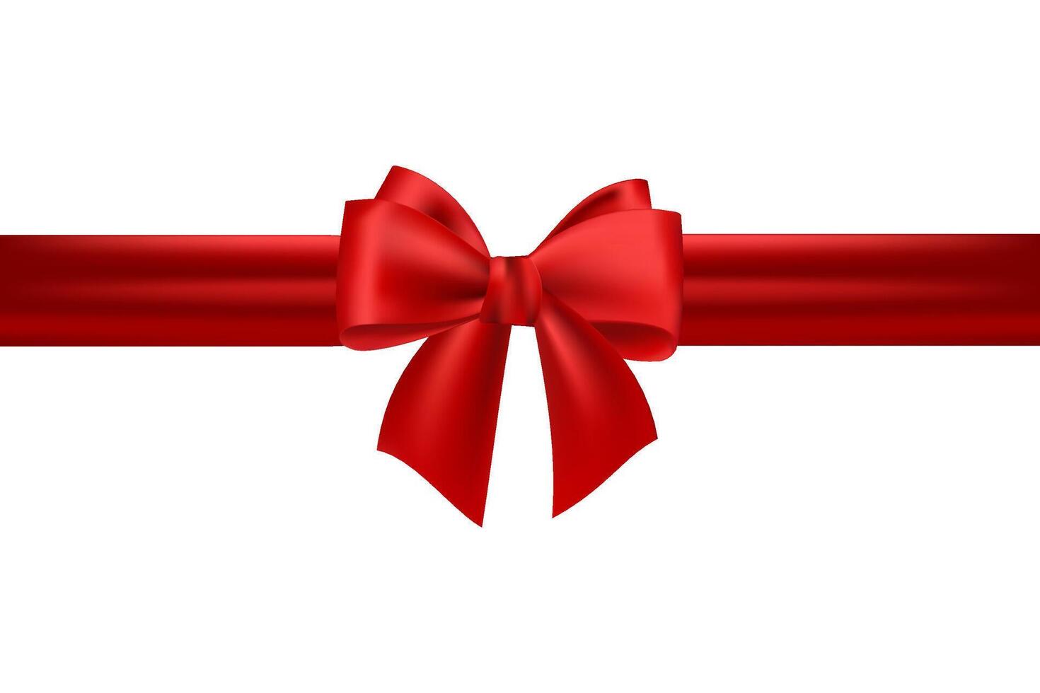 Red bow tie ribbon isolated background. vector