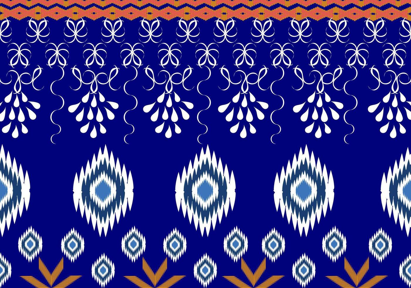 a blue and orange tribal pattern with a blue background vector