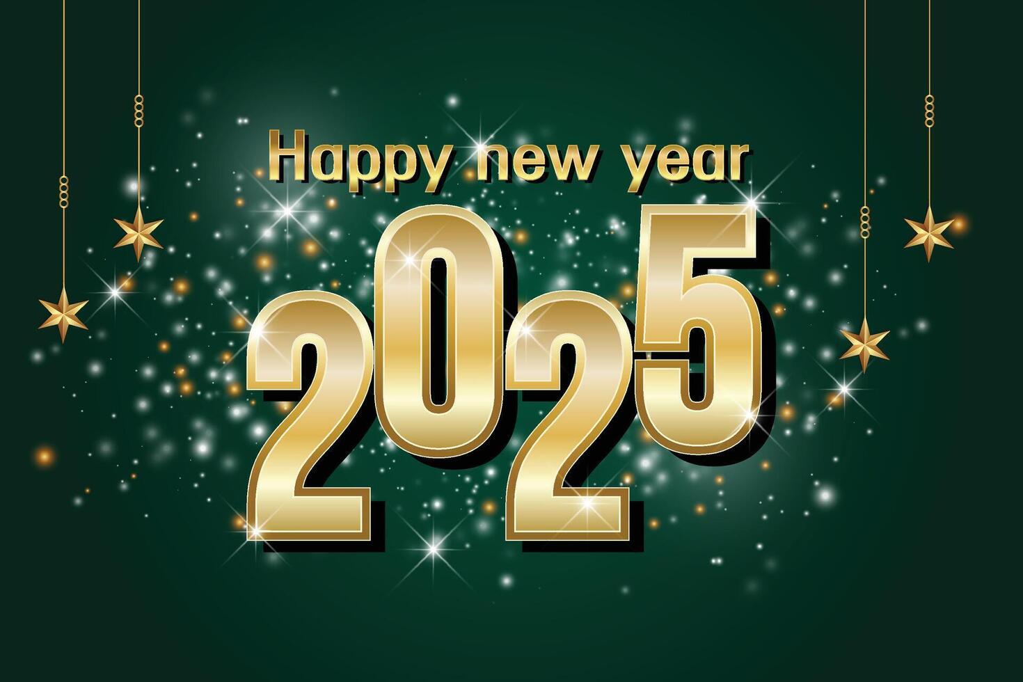 Celebrate 2025 Elegant Gold New Year Design on Green vector