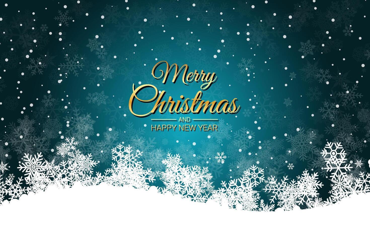 Elegant Merry Christmas and New Year Snowflake Background in Teal and Gold vector