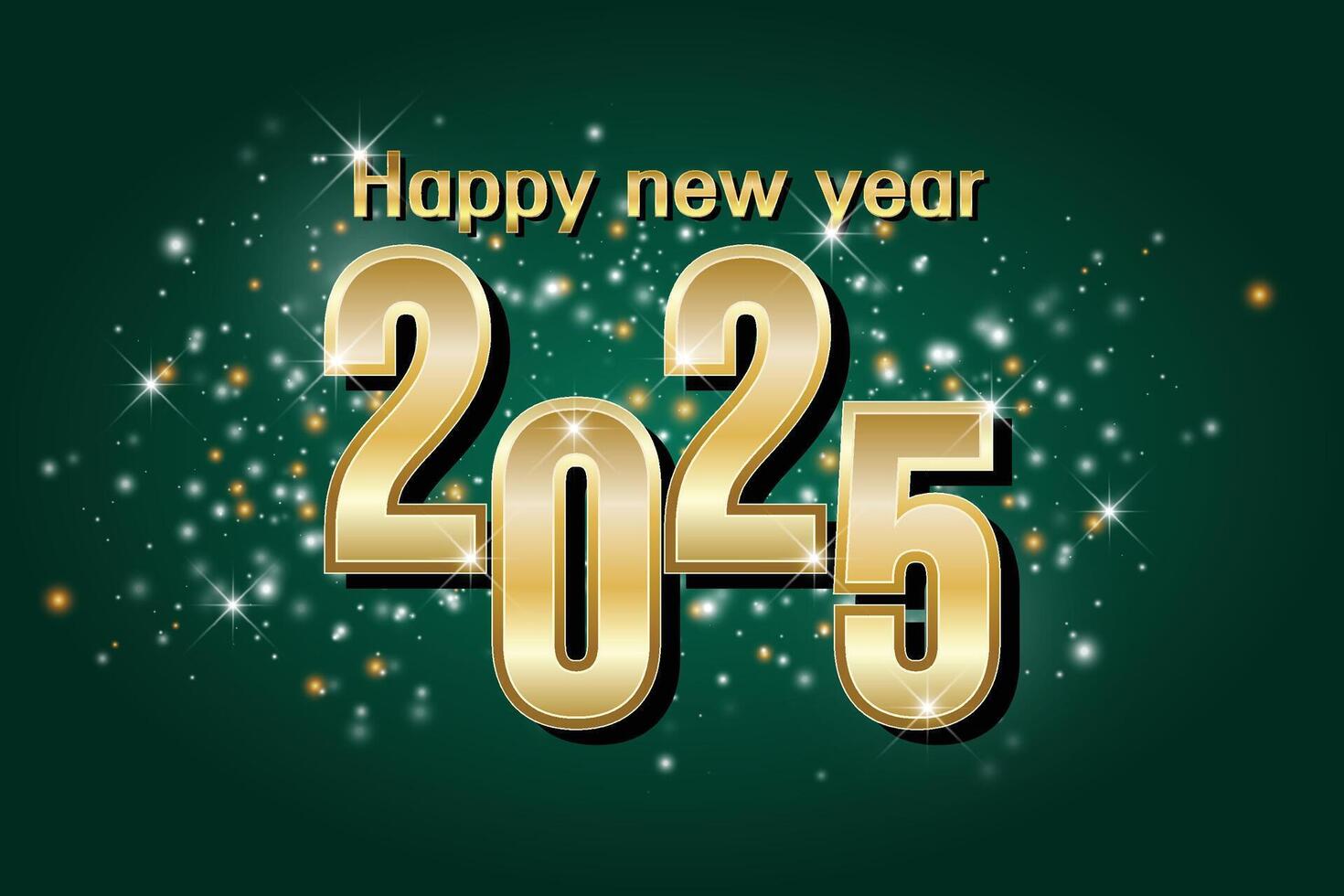 Happy New Year 2025 Greeting with Gold Text and Sparkling Background vector
