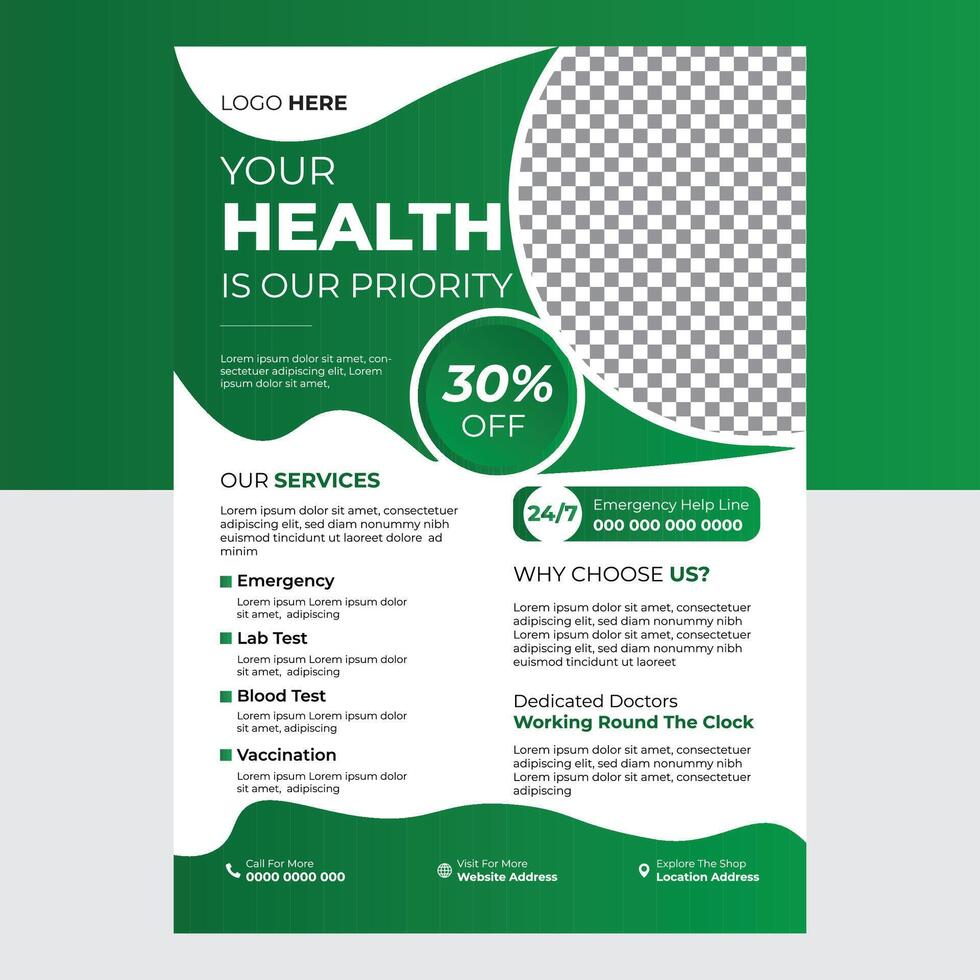Modern Medical Flyer Design Template vector