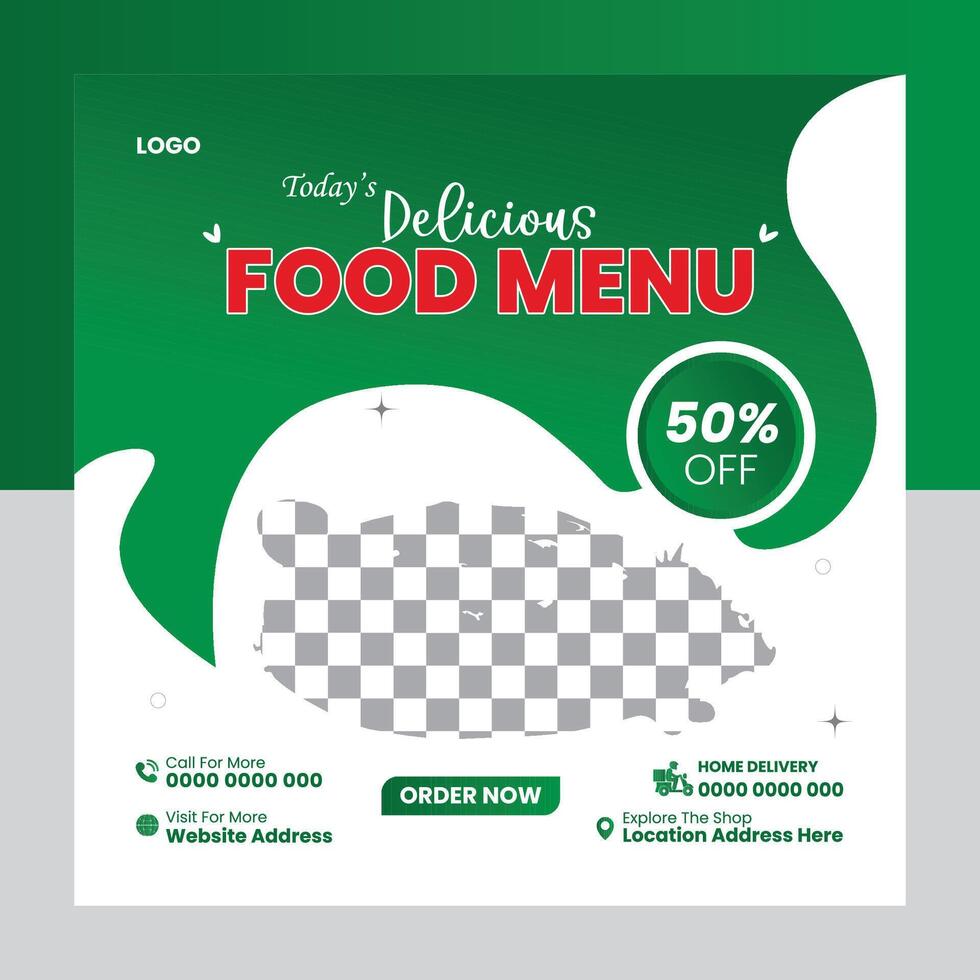 Modern Food Social Media Post Design Template vector