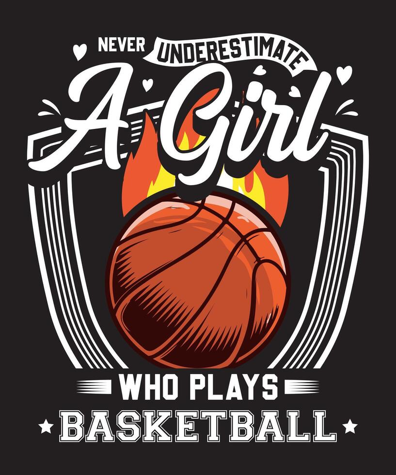 Never Underestimate a Girl Who Plays Basketball vector