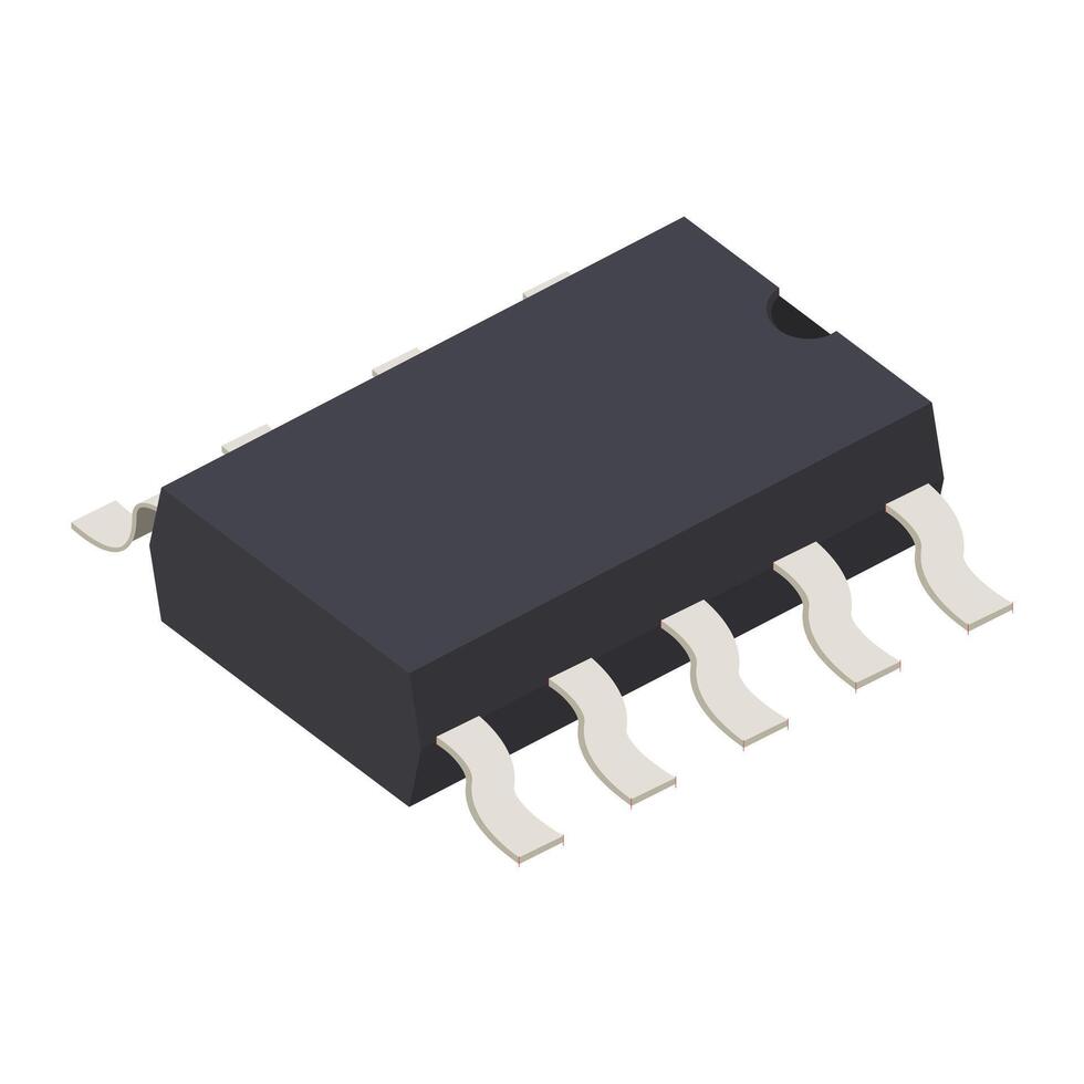 Realistic microchip computer electronic components on white background. Microchip icon. Computer processor technology. Microprocessor. vector