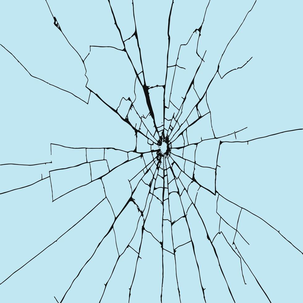 Broken Cracked Glass Window, Crumbled glass spidernet texture Pattern background Transparent vector