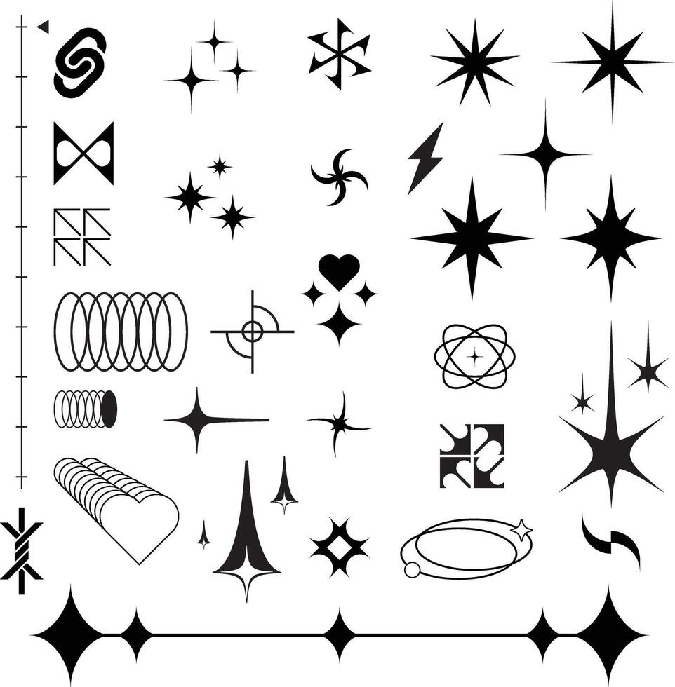 Retro Y2K Brutalism Elements Collection Abstract Streetwear Fashion Modern Element vector
