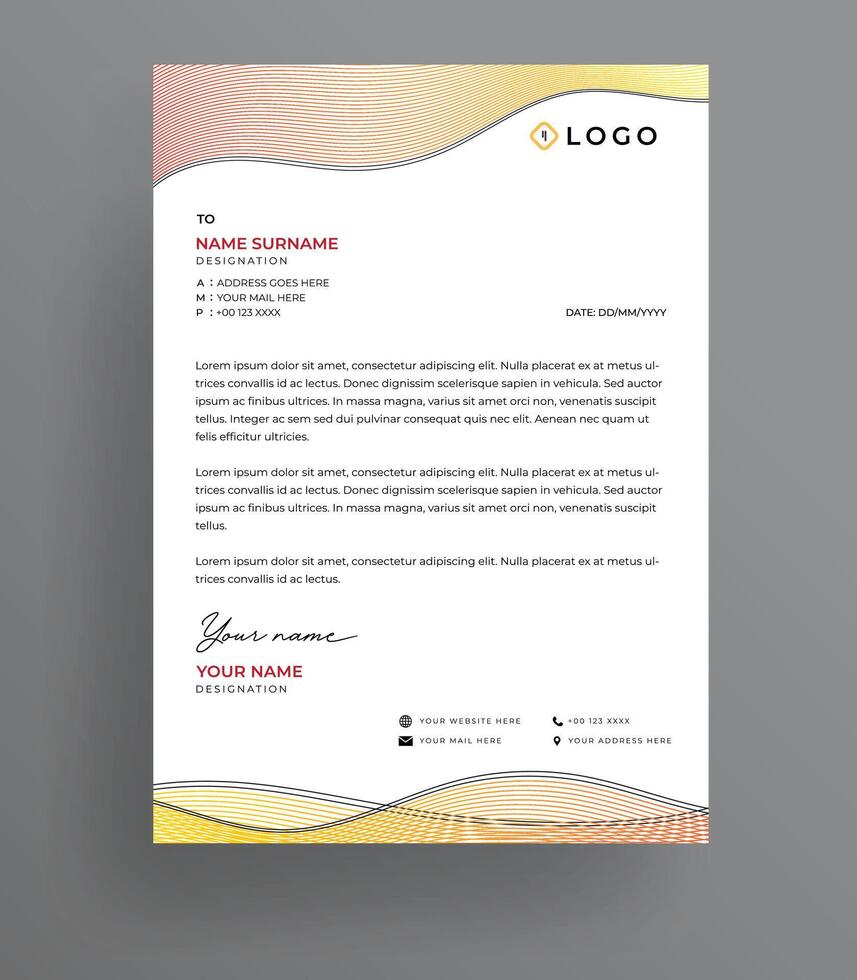 Clean Gradient Corporate Business Letterhead Design Minimalist Letterhead Template vector