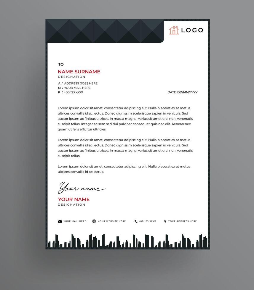Clean Real Estate Letterhead Design Template for Business Branding vector