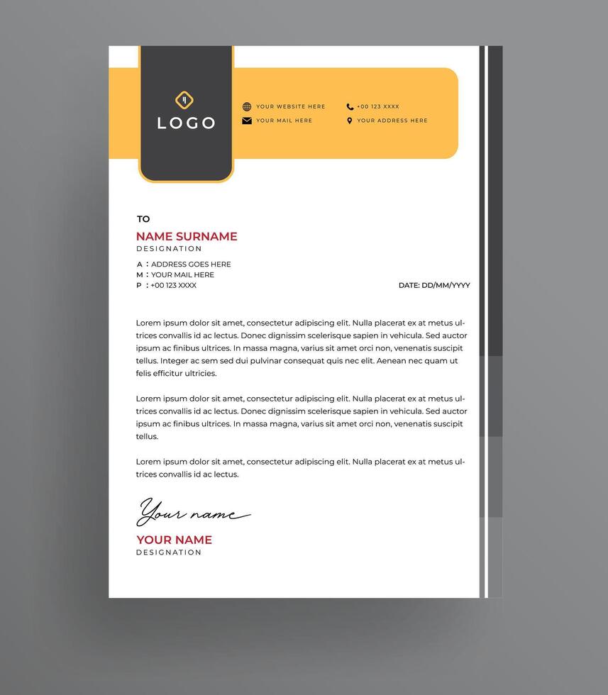 Minimalist Letterhead Design Corporate Business Letterhead Design Template vector