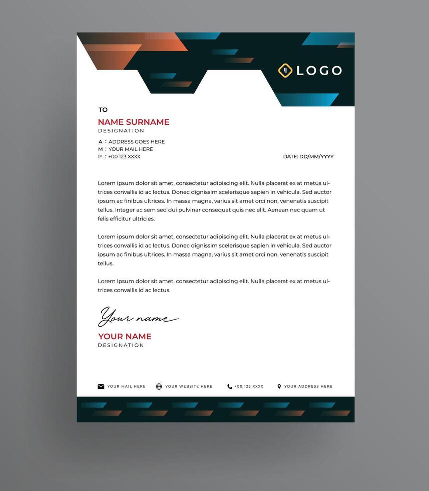 Gradient Corporate Business Letterhead Pro Design vector