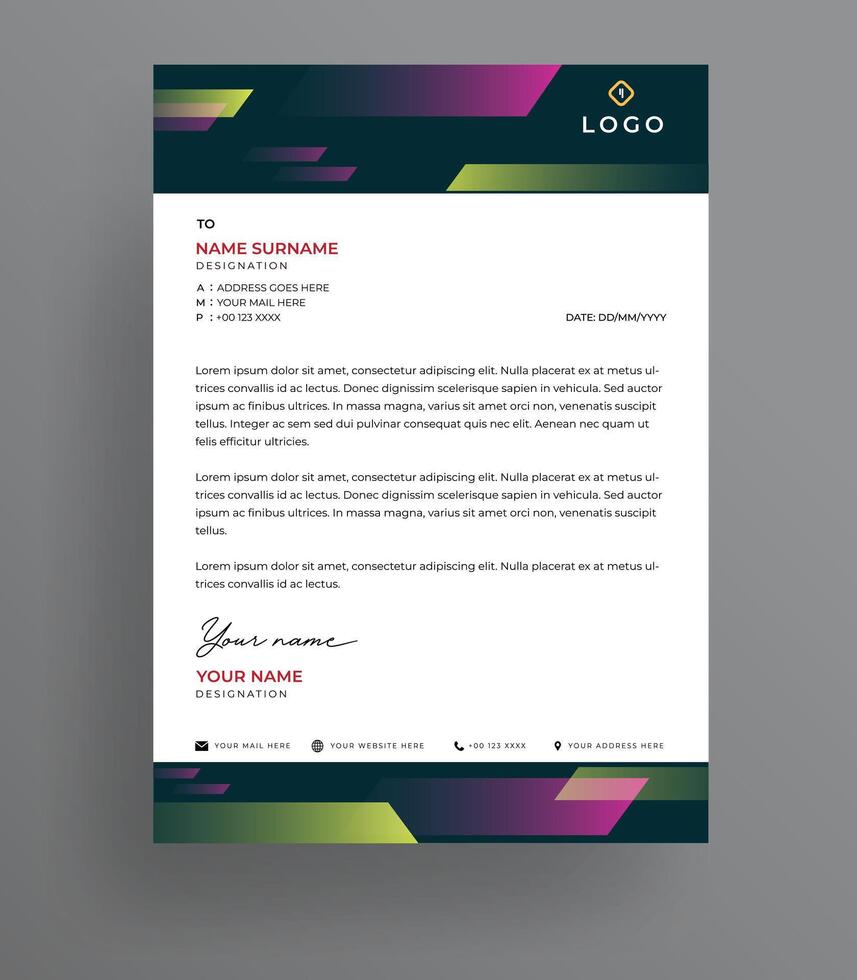 Dark Gradient Professional Corporate Business Letterhead Design Template for Branding vector