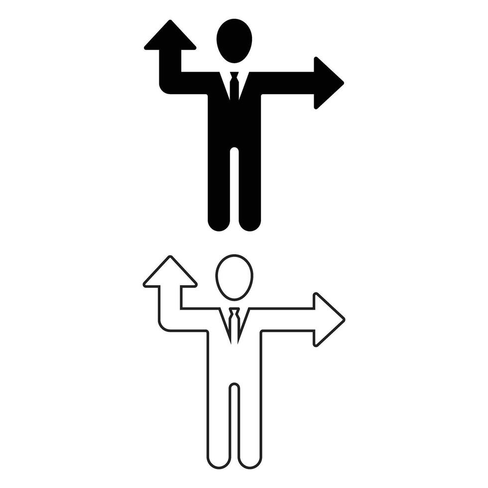 Businessman Decision Making Icon Direction Choice Icon vector