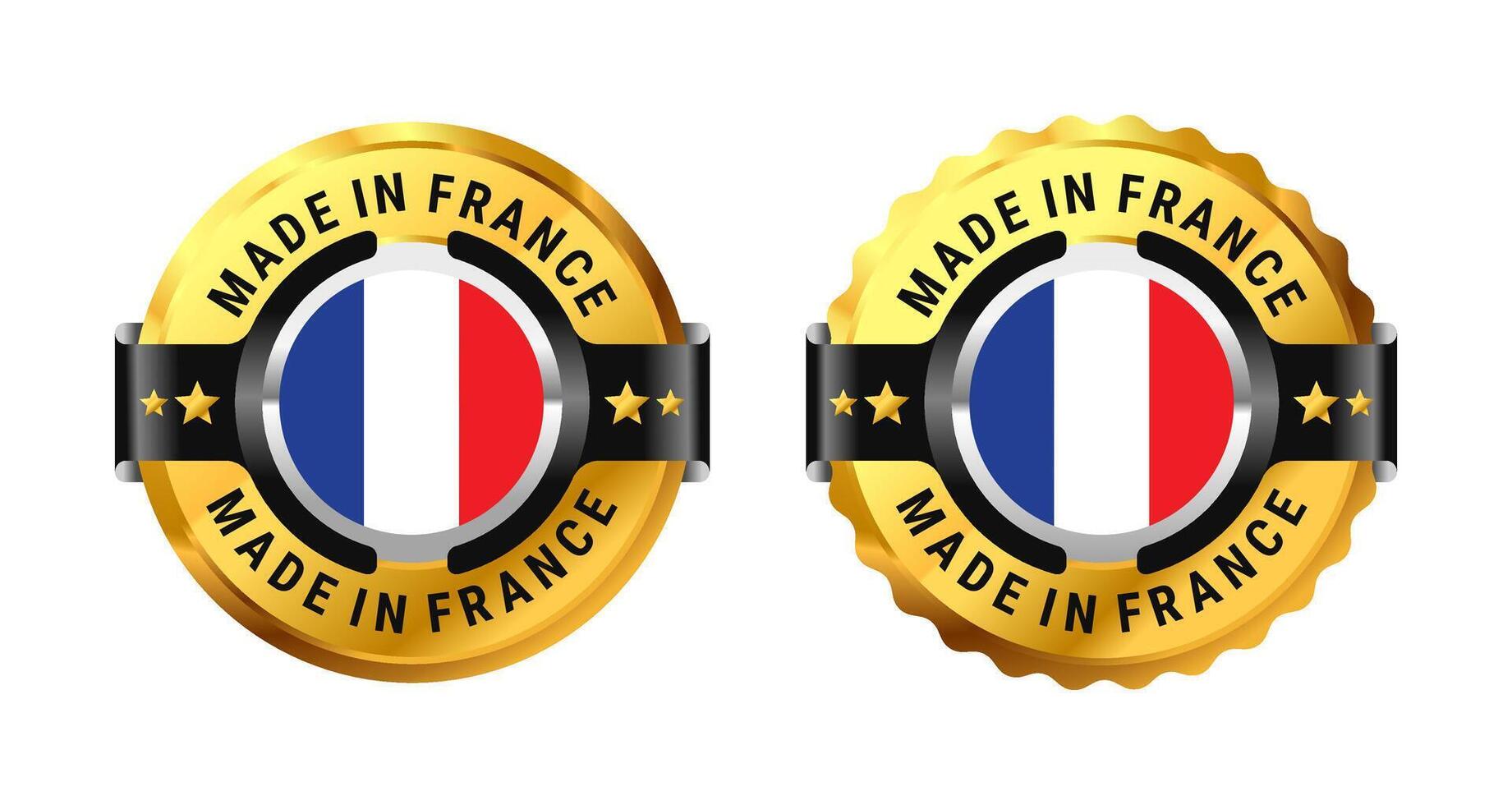 Made in France icon a gold circle with a picture of a flag in the middle. For sign, stamp, badge, logo, label, mark, symbol, Banner etc. Modern and minimalist. Illustration vector