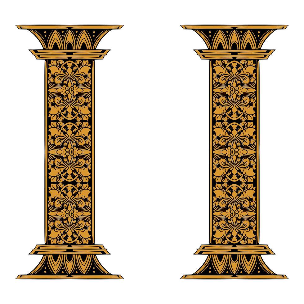 beautiful pillar engraved ornament vector