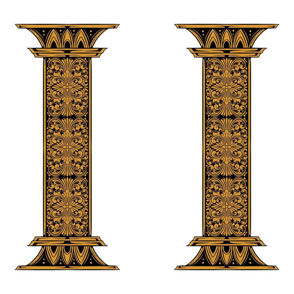 classic style ornament pillar design for element color editable vector