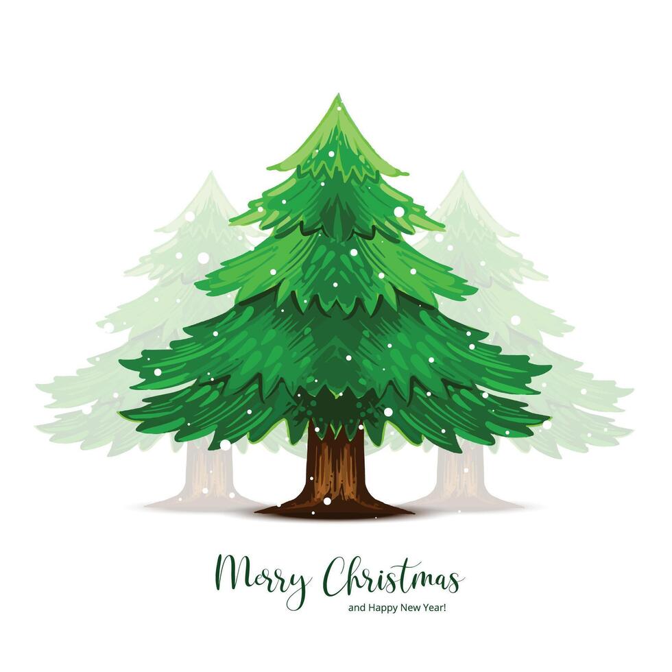 Decorative christmas tree holiday card background vector