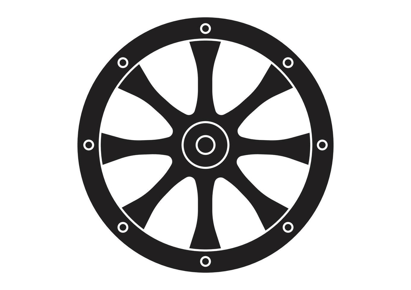 Old wheel vintage silhouette isolated on white background vector
