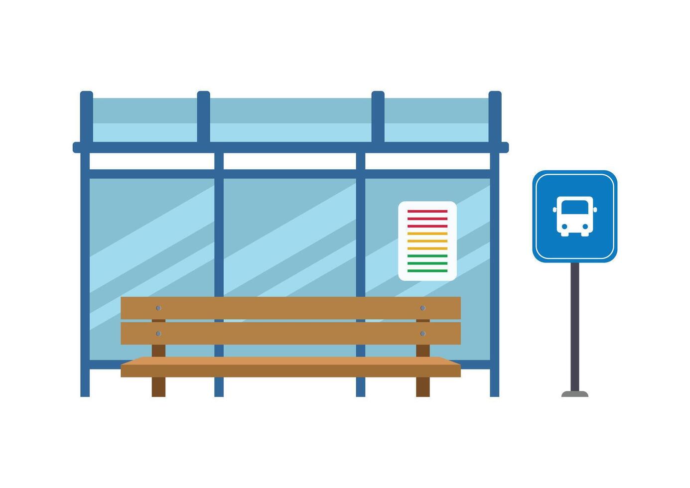 Bus stop station flat design isolated on white background vector