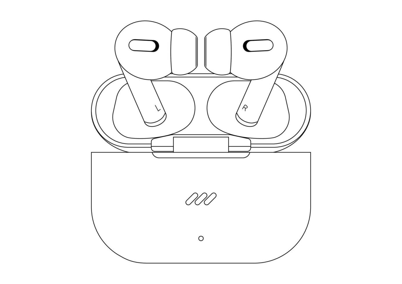 Black and white wireless headphones with charging case flat design isolated on white background vector