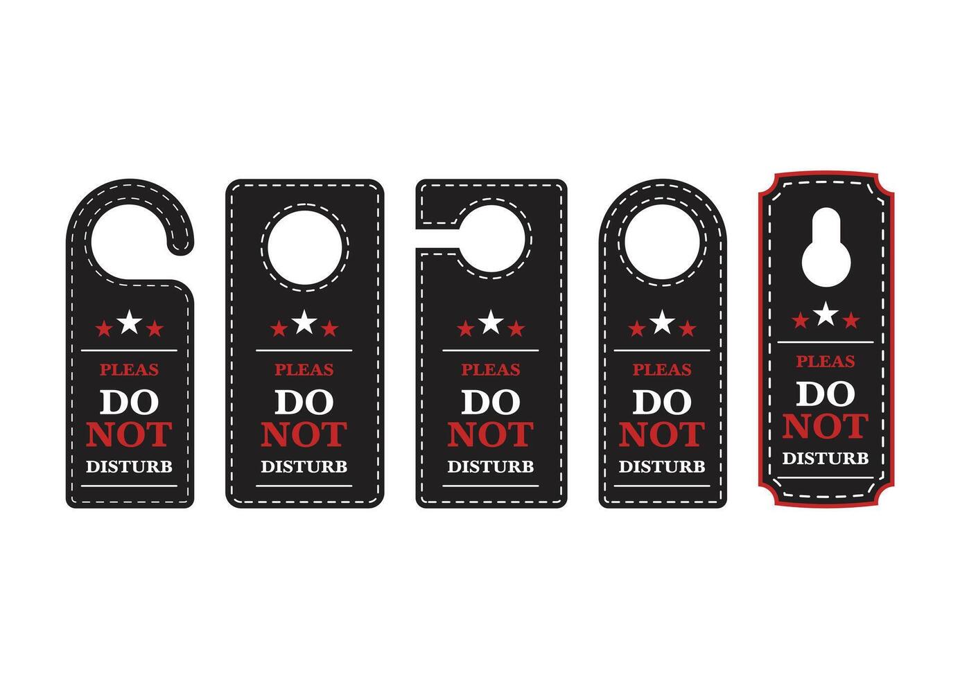 Five different door hanger templates flat design isolated on white background vector