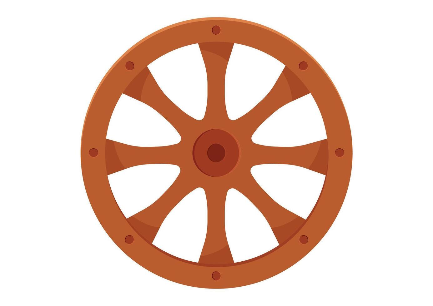 Old wheel vintage cartoon flat design isolated on white background vector