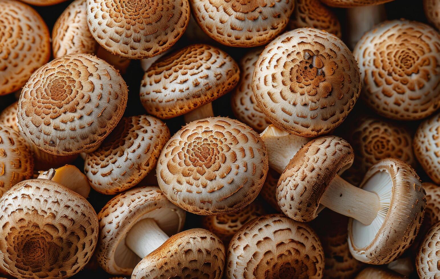Close Up of Brown And White Mushrooms With Scaly Caps photo