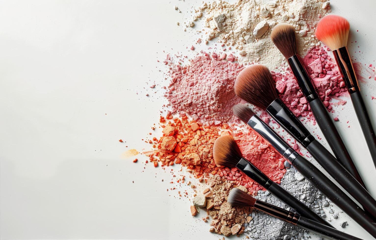 Makeup Brushes and Powder on White Surface photo