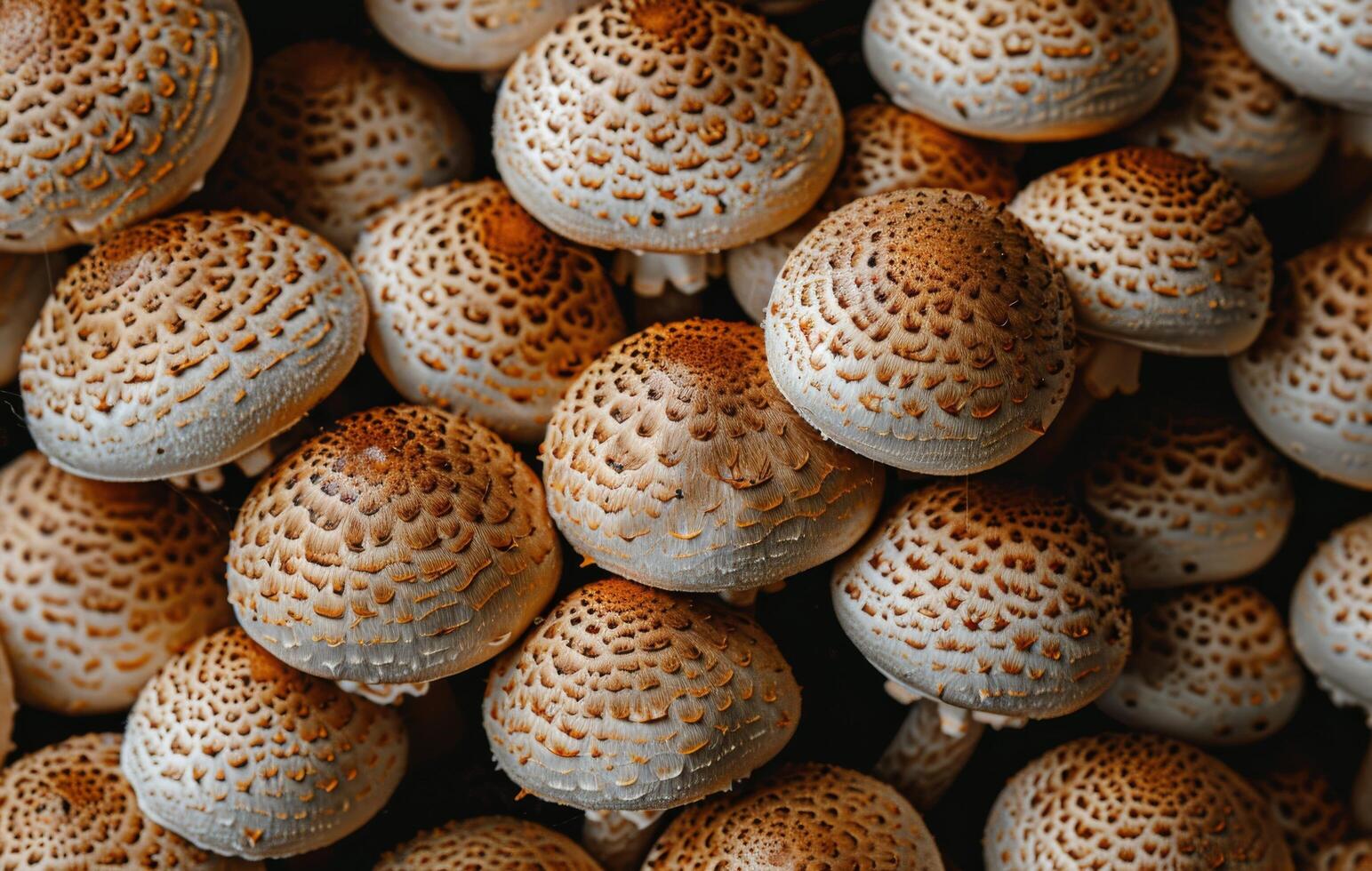 Close Up of Brown And White Mushrooms With Scaly Caps photo