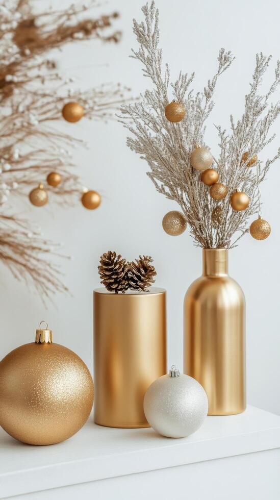 A decorated Christmas tree stands proudly in a serene room filled with soft light photo