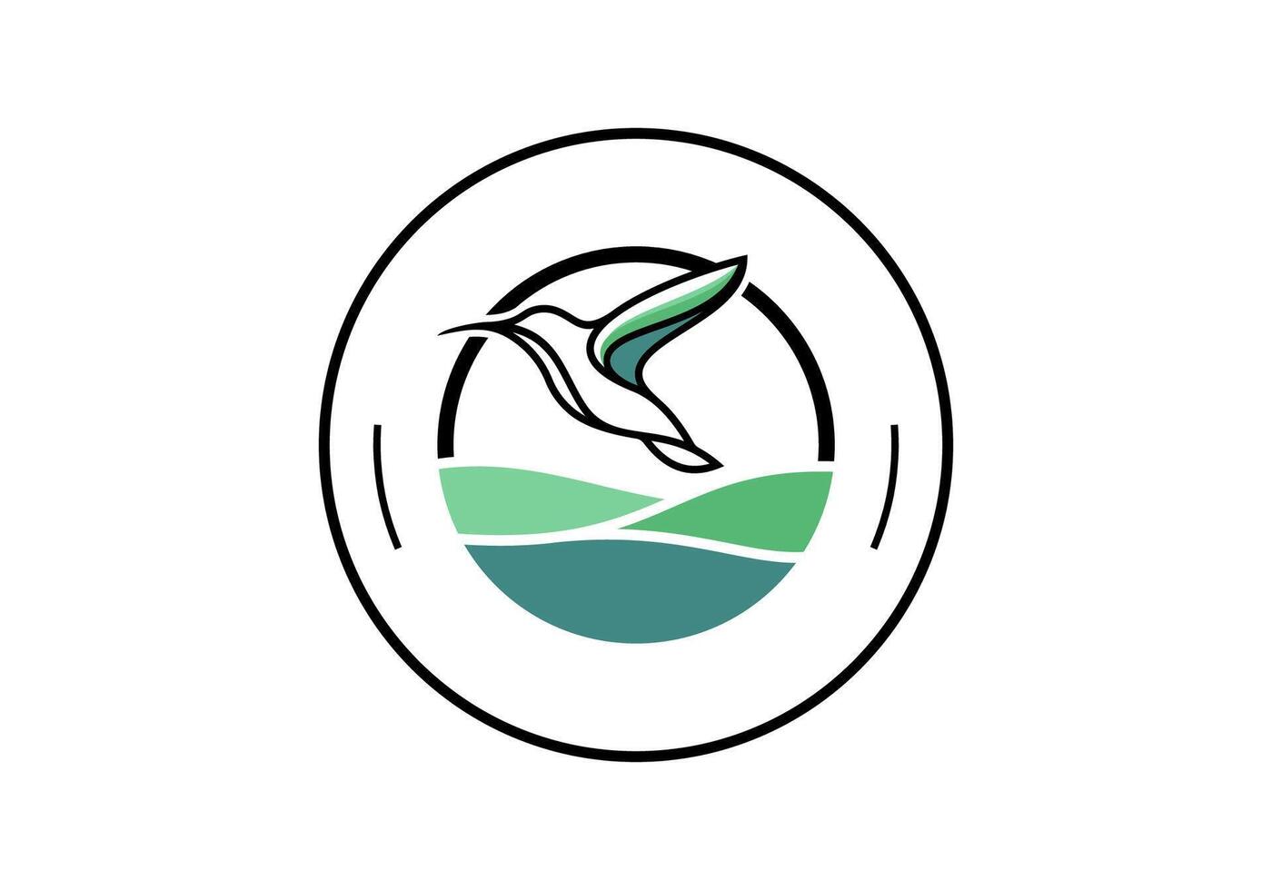 Illustration of a simple line art logo of a bird's nature. vector
