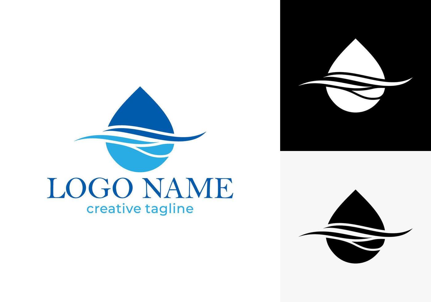 Wave and water drop combination logo concept. vector