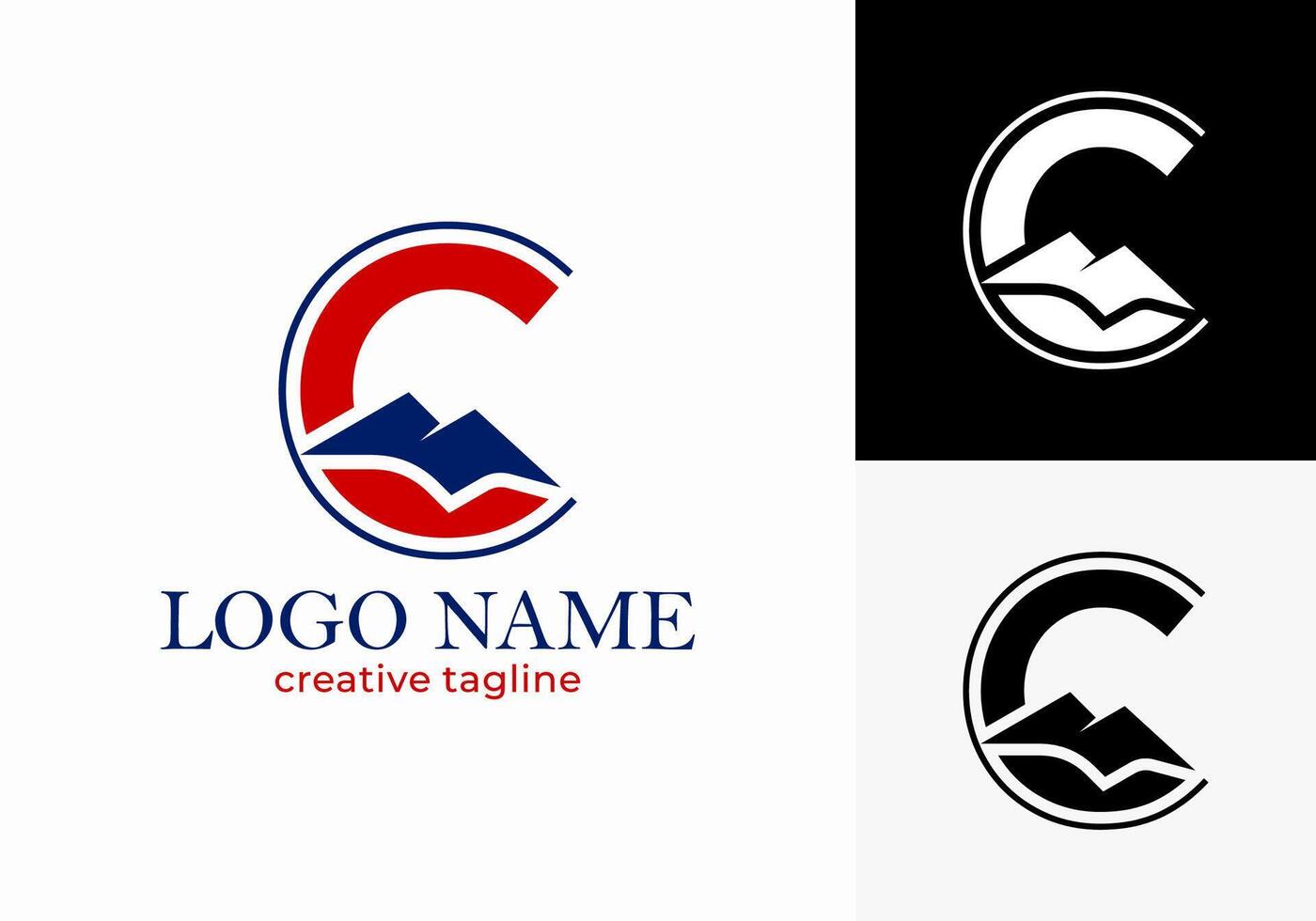 Logo Design Illustration Mountain Letter C. vector