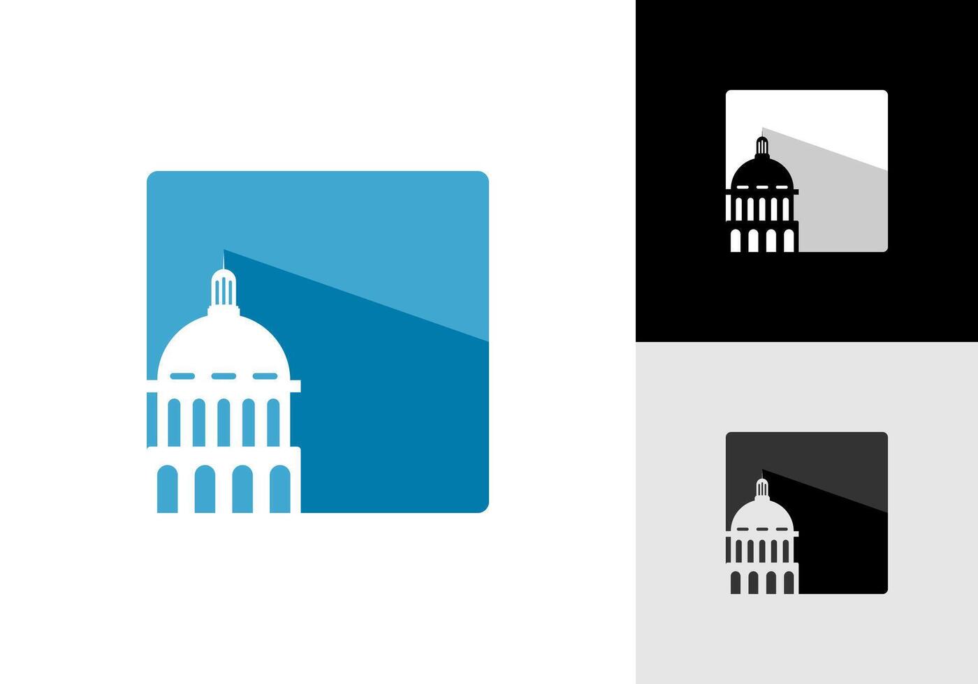 Illustration of the design of the black and white Capitol logo. The iconic Premium Government icon. Distinctive graphic creative signs. vector
