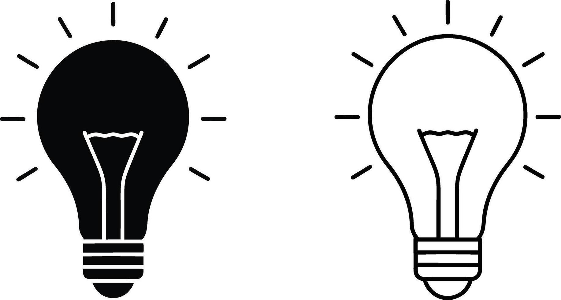 Light Bulb Icons Black White Outline Design vector